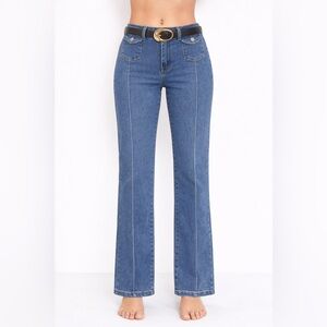 Sandpiper Petite High-Waist Wide Leg Blue Jeans - Women